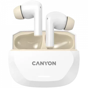 Auriculares CANYON HEXAGON 7 TWS ANC+ENC carga inalámbrica blanco beige