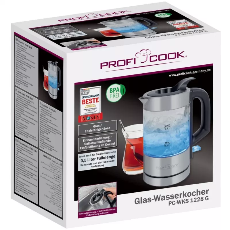 Hervidor ProfiCook PC-WKS 1228 G 0,5 L 1100 W acero inoxidable, transparente