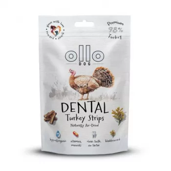 OLLO tiras dentales de pavo secadas al aire - Snack para perros - 80g