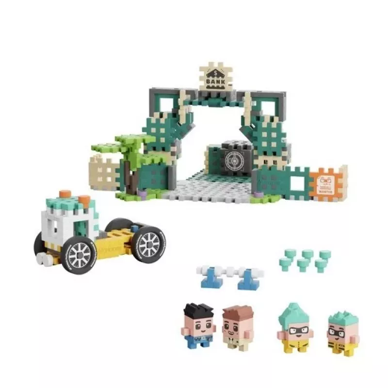 Bloques de construcción MARIOINEX Mini Waffle City atraco al banco, 148 piezas