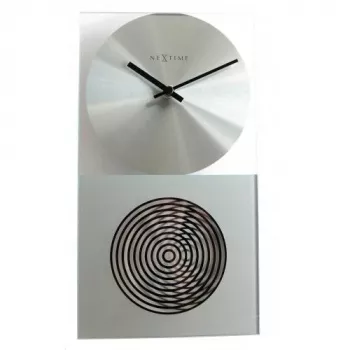 NeXtime Reloj 3028 OP, 16x30,2 cm, pared, cristal, plateado