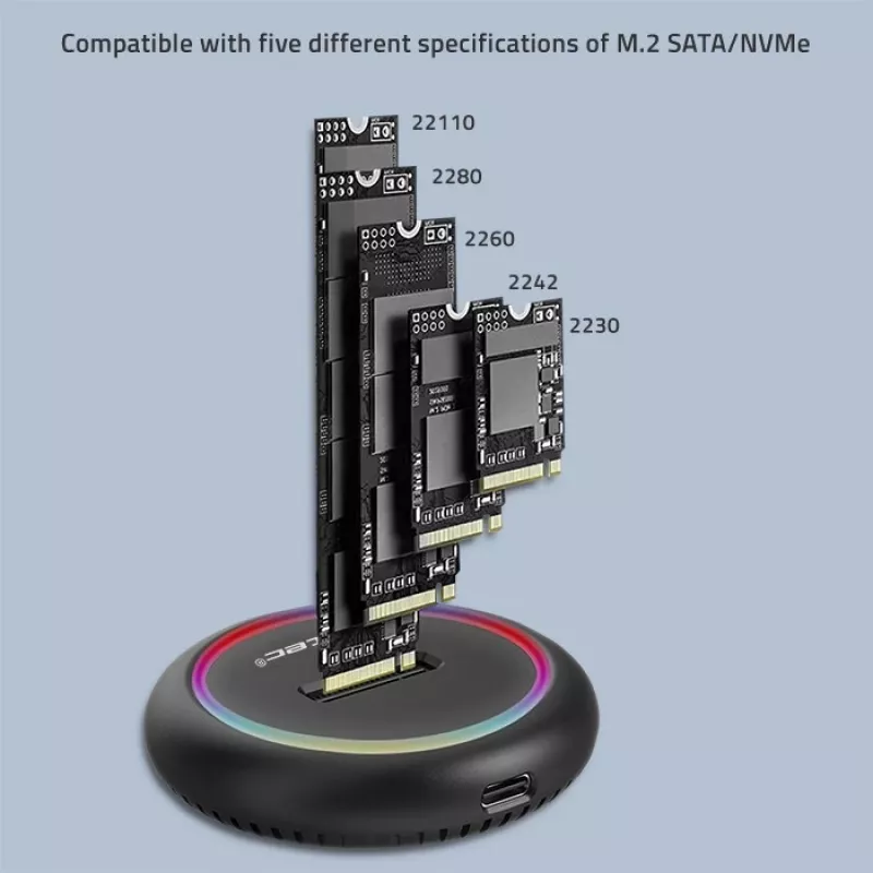 Qoltec 52275 Base de acoplamiento para SSD M.2, SATA/NVMe, USB-C