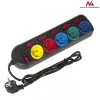 Regleta de enchufes Maclean MCE204M 1,5 m 5 tomas de CA Interior Negra, Multicolor