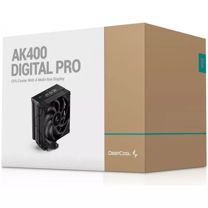 Disipador de aire DeepCool AK400 Digital PRO — ventilador 120 mm, PWM, 1850 rpm, FDB, compatible con LGA 1700/1200/115x/AM4/AM5, negro