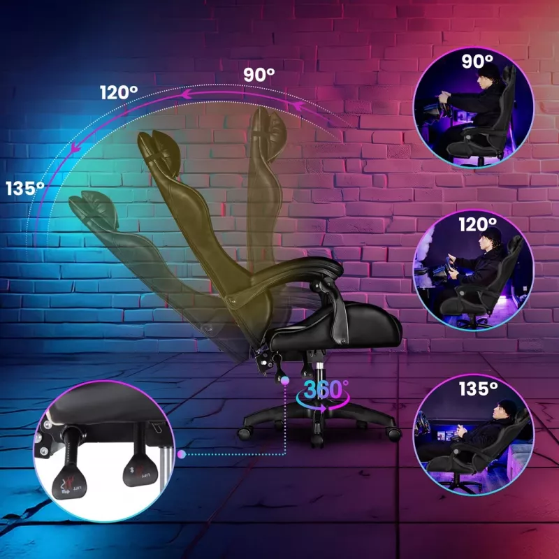 Extralink Gaming | Silla gaming | Oficina, giratoria, asiento envolvente, negra, G-524