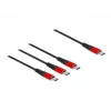 Cable de carga USB DeLOCK 3 en 1 USB Type-C a 3 x USB Type-C 1 m negro/rojo
