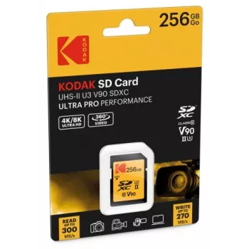 Tarjeta de memoria Kodak EKMSD256GUHS2V2K SDXC UHS-II 256 GB lectura 300 MB/s escritura 270 MB/s U3 V90 clase 10