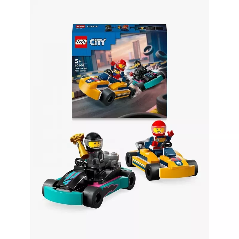 Juguete de construcción LEGO 60400 City Karts con pilotos — set de juego con minifiguras y vehículos
