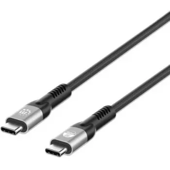 Manhattan Cable USB-C a USB-C Fast (240 W), 1 m, carga de portátil de 240 W + datos y vídeo de alta velocidad, compatible con todos los portátiles (se requiere fuente de alimentación USB-C de 240 W adicional), transmisión ultrarrápida de 40 Gbit/s, negro, 3 años de garantía