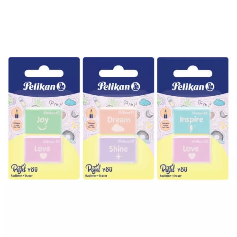 Goma de borrar Pelikan 606196 plástico colores surtidos 2 uds.