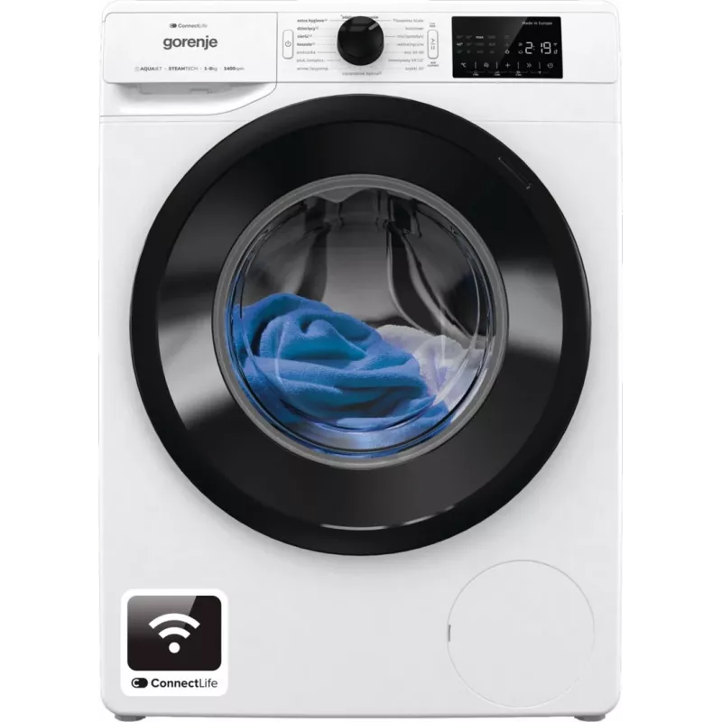 Lavadora de carga frontal Gorenje WPNEI84SASWIFI/PL 8 kg 1400 rpm Wi-Fi blanca, motor inverter
