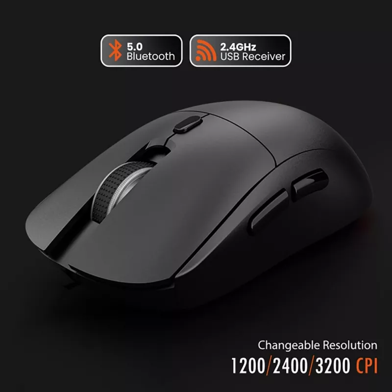Ratón inalámbrico MEDIA-TECH MT1124 BT/RF Silent & Recharge — ambidiestro, 3200 DPI, Bluetooth + 2,4 GHz USB, 6 botones, recargable