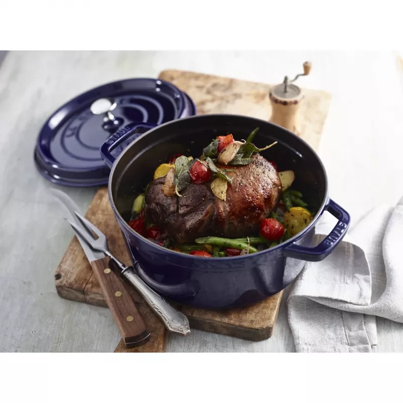 Cocotte redonda de hierro fundido Staub 24 cm Azul oscuro