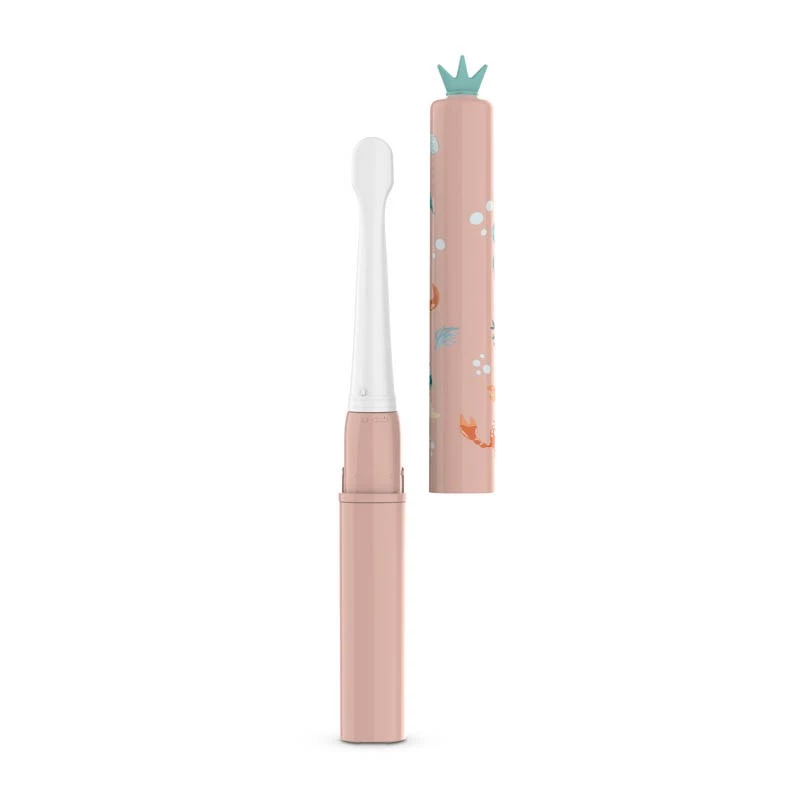 Cepillo de dientes eléctrico infantil neno Pulito Coral — vibratorio, cabezal adaptado a niños, 2 modos, 2 cabezales, batería de Li-Ion recargable