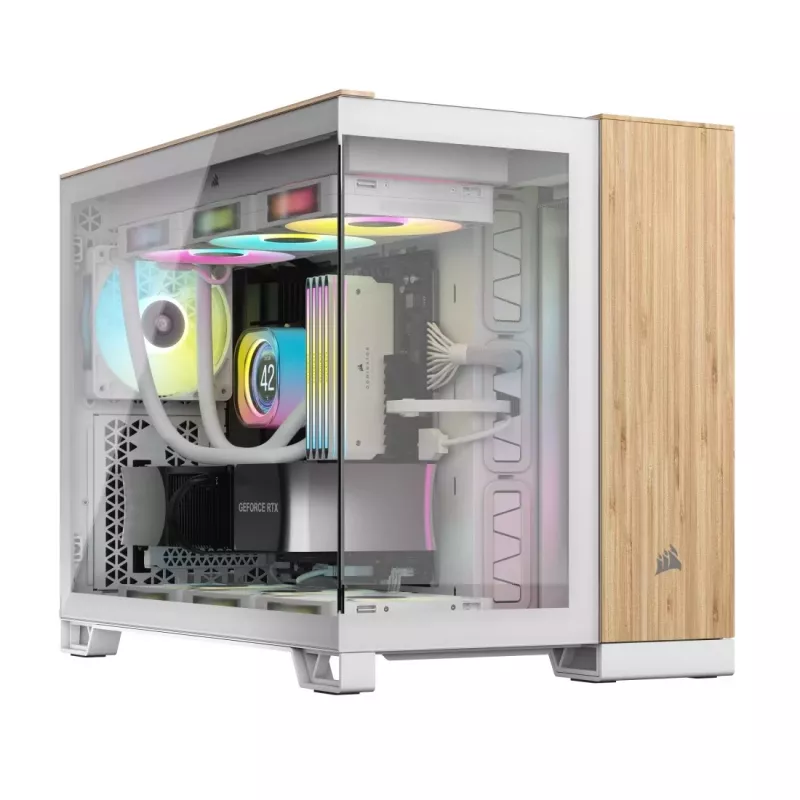 Caja de ordenador Corsair CC-9011288-WW Midi Tower Bambú, Blanco