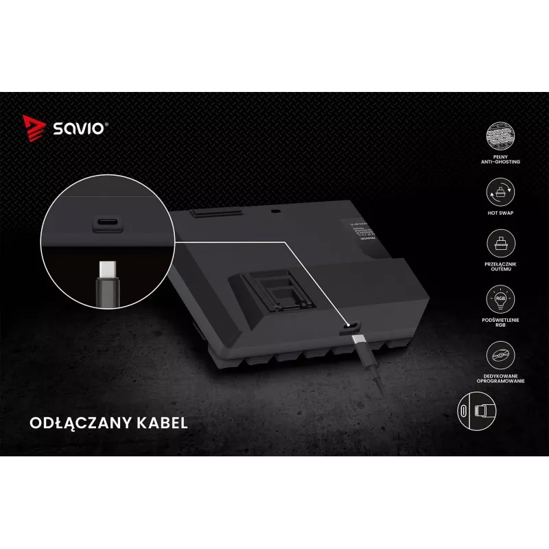 Teclado mecánico gaming SAVIO BLACKOUT X2 BROWN 61 teclas 60% USB QWERTY RGB Outemu Brown