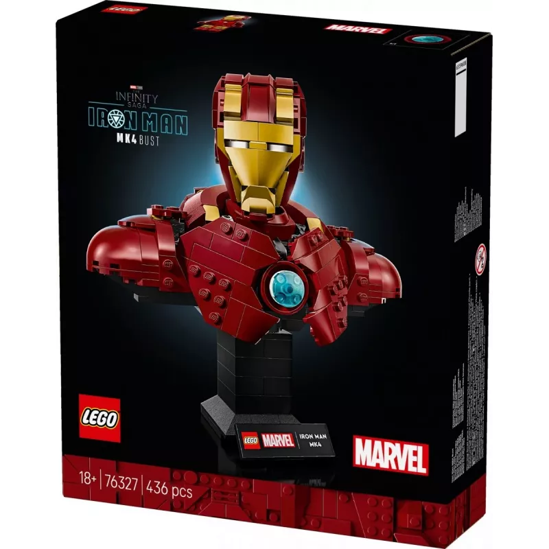 Set de construcción LEGO Marvel Super Heroes Iron Man MK4 modelo 3D, 436 piezas, incluye 1 minifigura, para 18+