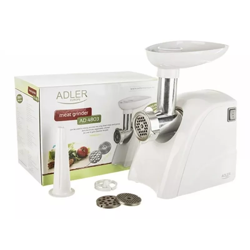 Adler AD 4803 Picadora de carne 800 W Acero inoxidable, Blanco
