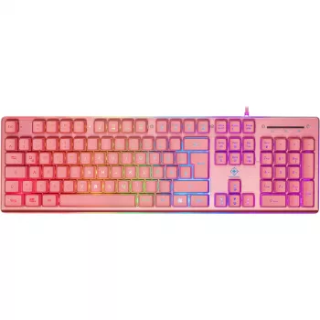 Deltaco GAM-021-RGB-P-DE - tamaño completo (100%) - USB - interruptores de membrana - QWERTZ - rosa