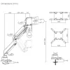 Maclean MC-968 Soporte de monitor de doble brazo con muelle de gas 17-57 27 kg Carga pesada Estable Totalmente articulado Soporte Máx VESA 200x200