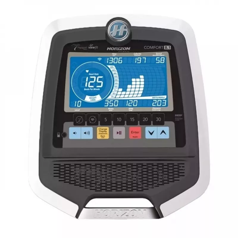 Bicicleta estática Horizon Fitness Comfort 8.1 — freno por inducción, Bluetooth, 8,5 kg de volante de inercia, pantalla LCD