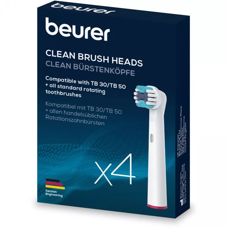 Cabezales de recambio Beurer 10156 – pack de 4, compatible con cepillos de dientes eléctricos de Beurer