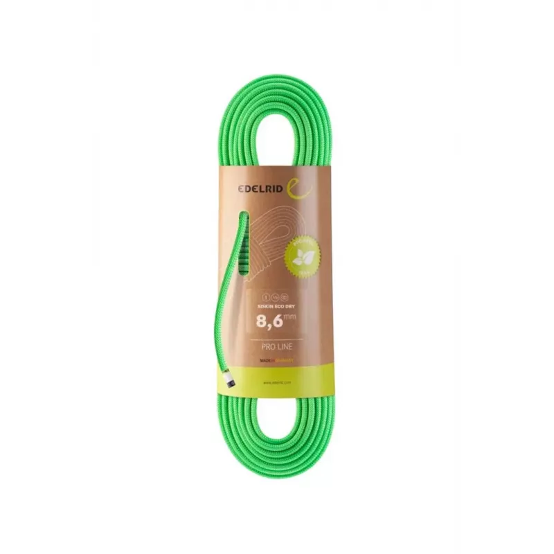 Cuerda estática Siskin Eco Dry 8,6 mm, 70 m, verde neón