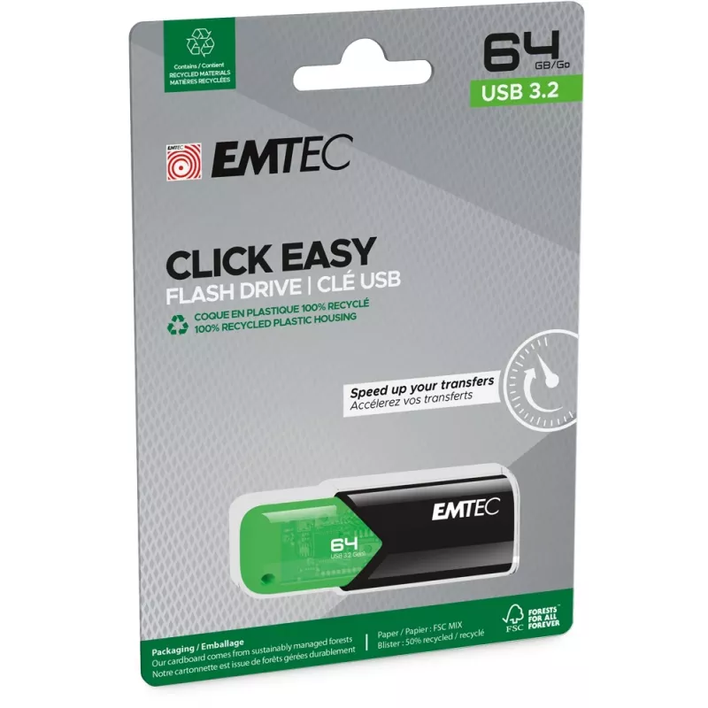 Memoria USB Emtec 64GB USB Type-A 3.2 Gen 1 Click Easy