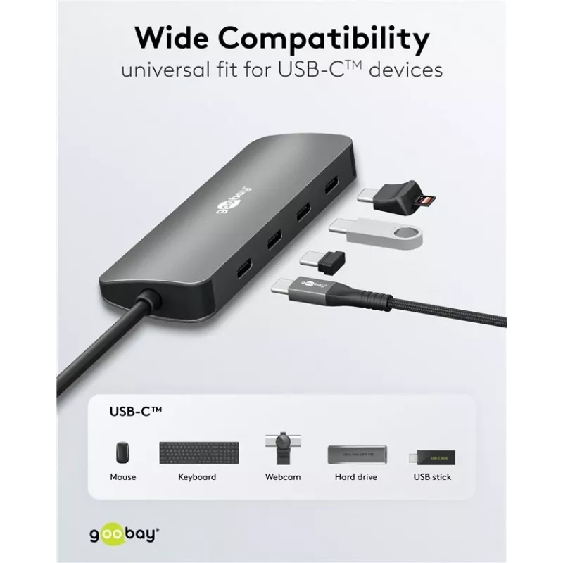 Goobay hub USB slim de 4 puertos USB-C a 10 Gbit/s - conector macho> 4x (76565)