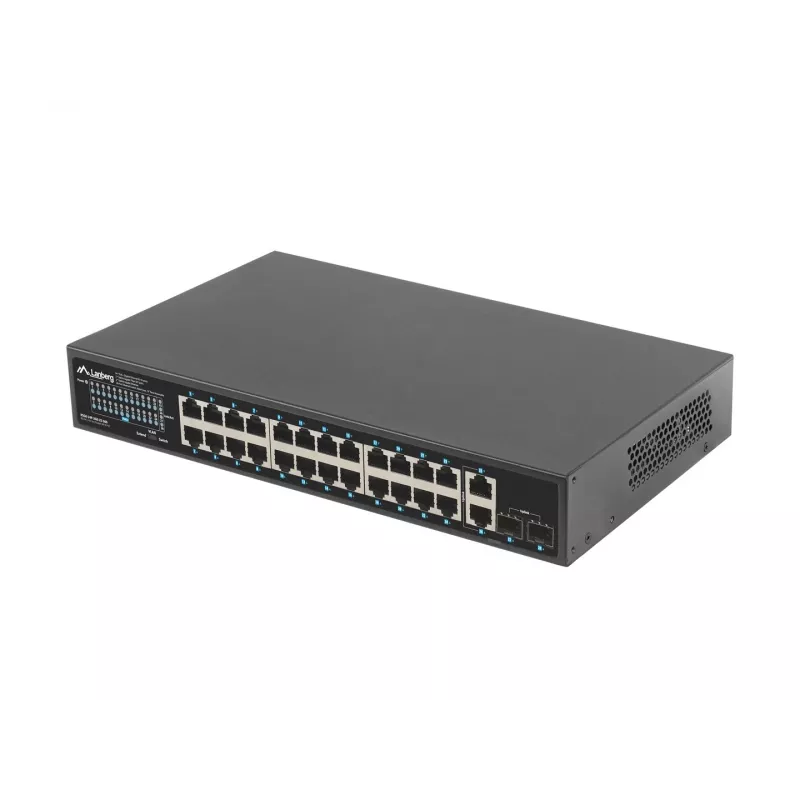 Switch no gestionado LANBERG RSGE-24P-2GE-2S-360 con 24 puertos Ethernet RJ-45