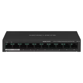 Switch Mercusys MS110P 10 puertos 10/100Mbps POE+ 8 puertos (versión 1.0)