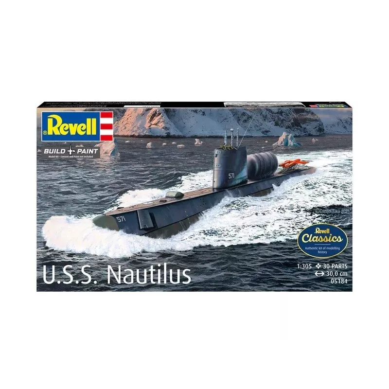 Maqueta de barco de plástico REVELL U.S.S. Nautilus escala 1:305, kit 05184