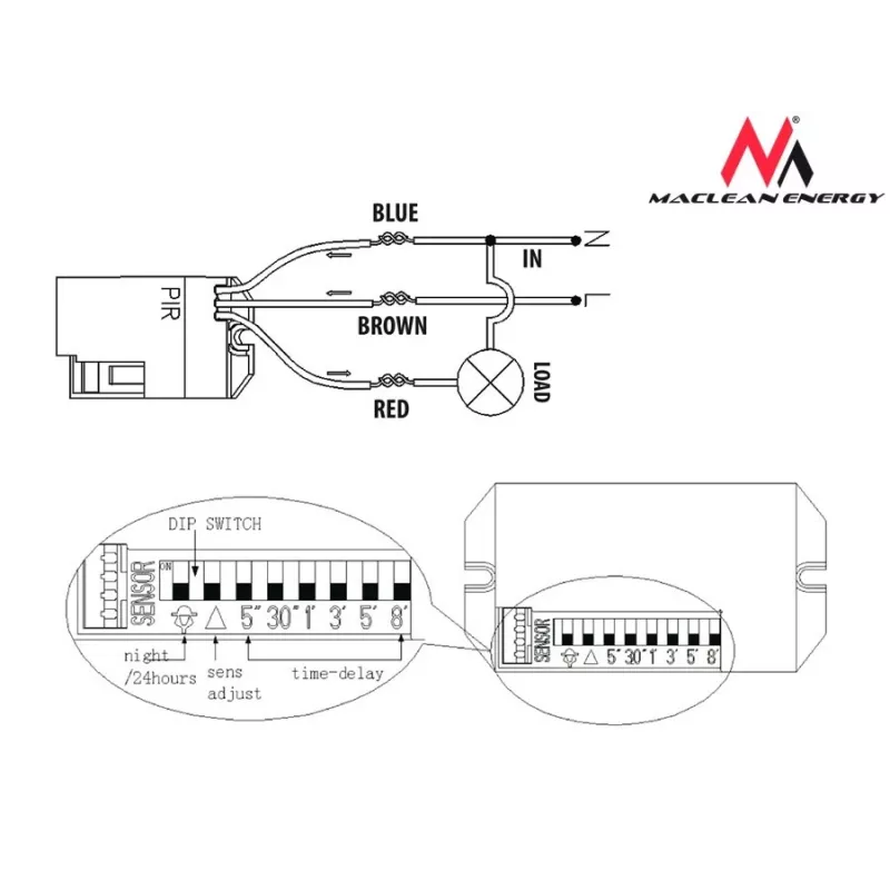Detector de movimiento sensor infrarrojo pasivo Maclean MCE32