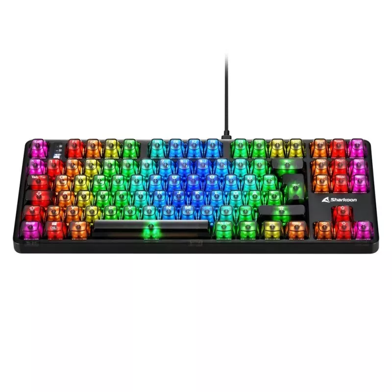 Teclado gaming mecánico Sharkoon Crystal Shark Negro DE con iluminación RGB