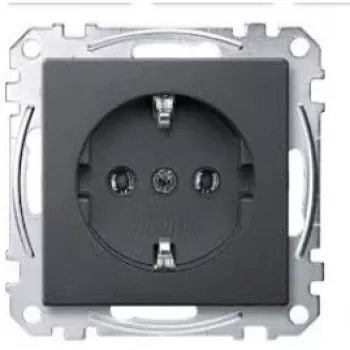 Toma de corriente con contacto de protección tipo F Merten MEG2301-0414, 16 A, 250 V, antracita