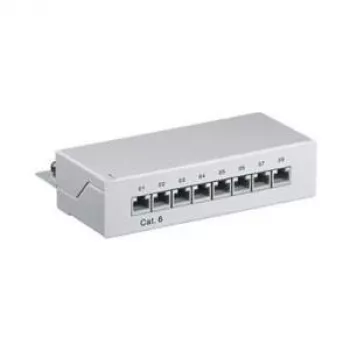 Wentronic Goobay panel de parcheo CAT 6 mini/sobremesa, 8 puertos, gris - STP apantallado, gris (93047)