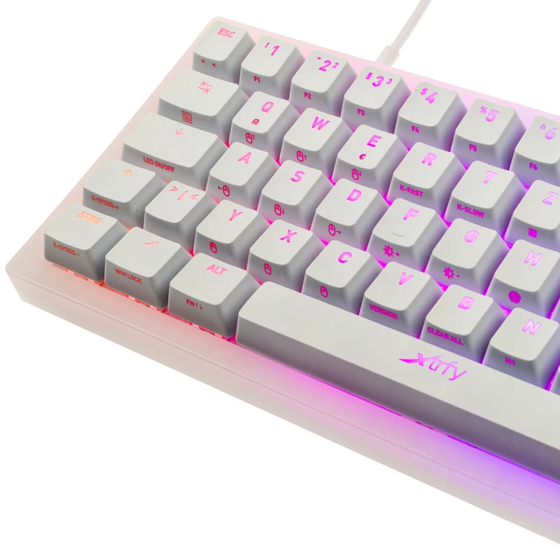 Teclado gaming mecánico TKL XTRFY K5 RGB – tenkeyless, transparente/blanco