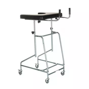 Andador de apoyo de cuatro ruedas VITEA CARE VCBK2A con estructura de acero plegable y altura ajustable, frenos, 4 ruedas de goma, carga máx. 125 kg