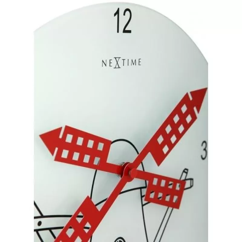 Reloj NeXtime 8807 Windmil, Ø30 cm, pared, blanco/negro/rojo