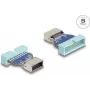 Adaptador USB DeLOCK tira de pines (macho) a conector hembra USB Type-E interno, 5 Gbit/s, azul