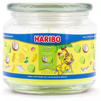 Vela de cera Haribo cilindro A2165 — verde, 95 mm de altura, base 100×100 mm, interior, 1 ud.