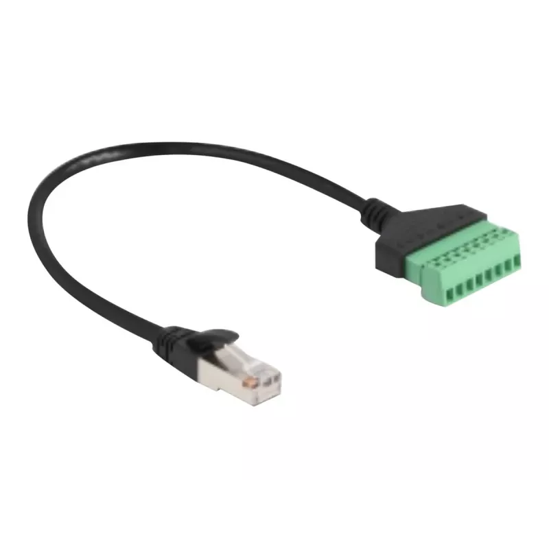 Cable DeLOCK RJ45 Cat.6 conector macho a adaptador de regletas de conexión 30 cm negro verde