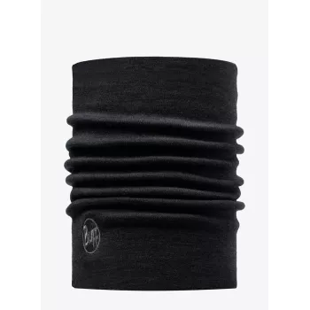 Braga de cuello Buff Multifunctional Sling Heavyweight de lana merino — negra, sin costuras, elástica