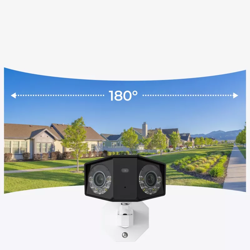 Cámara de vigilancia IP Reolink DUO Series P750 exterior Bullet 16 MP 7680×2160 CMOS 1/2,7 inch 2,8 mm 180°×55° PoE IP67 luz integrada micrófono altavoz