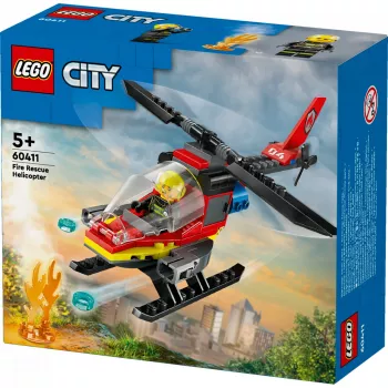 LEGO City Helicóptero de bomberos 60411 juguete de construcción, 85 piezas, palas de rotor giratorias, 1 minifigura, edad 5+ (220×90×60 mm)