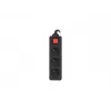 Regleta 3 m, negra, 3 tomas, con interruptor, cable de cobre macizo