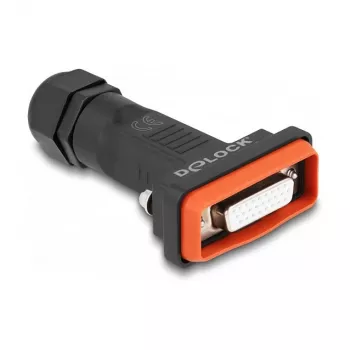 DeLOCK D-Sub HD de 26 pines conector hembra IP67 impermeable negro naranja