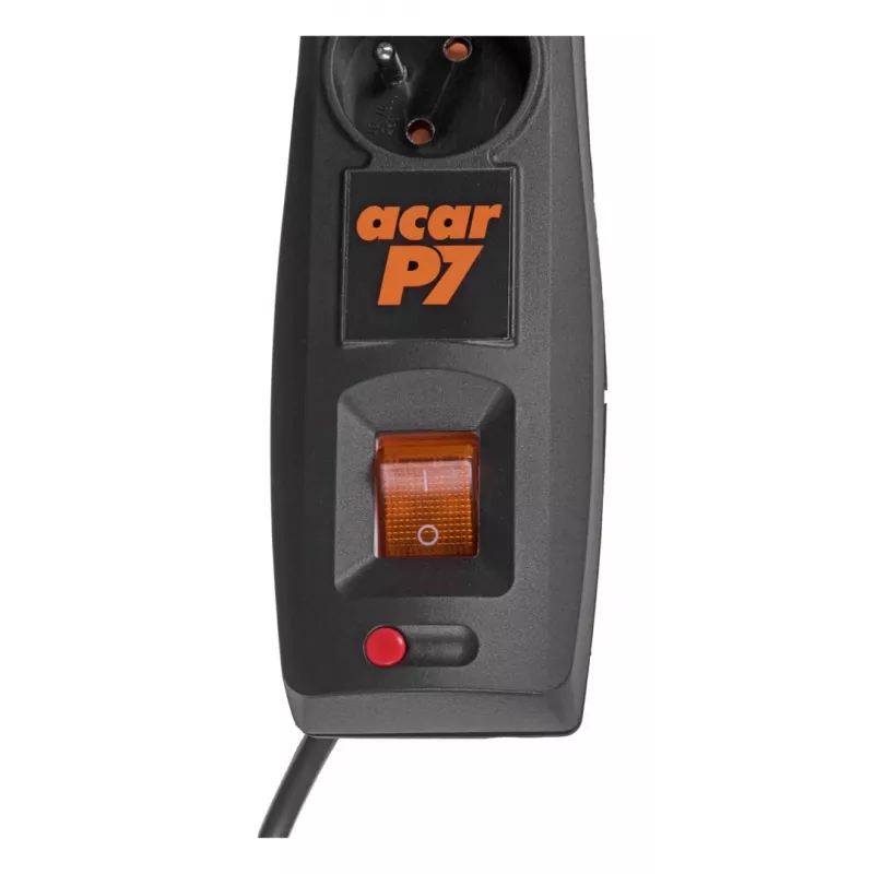 Acar P7 regleta con protección contra sobretensiones, 7 tomas, 3 m, negra