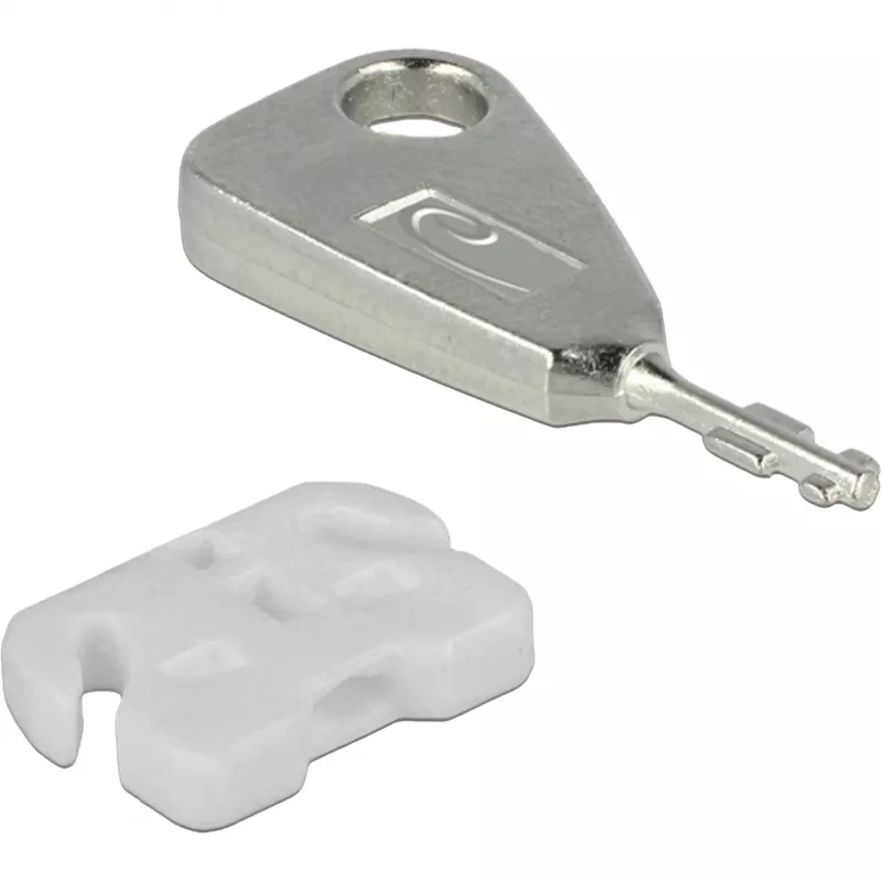 Set de bloqueadores de puerto USB para conector hembra USB-A, cerradura de inserción Blanco/Plata, 5x bloqueadores de puerto USB, 2x llaves