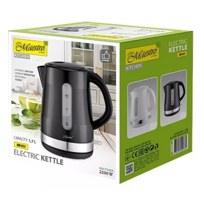 Maestro MR-035-BLACK hervidor eléctrico, 1,7 l, negro